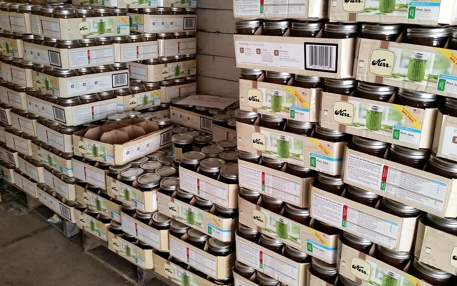 Warehouse, pallet and food